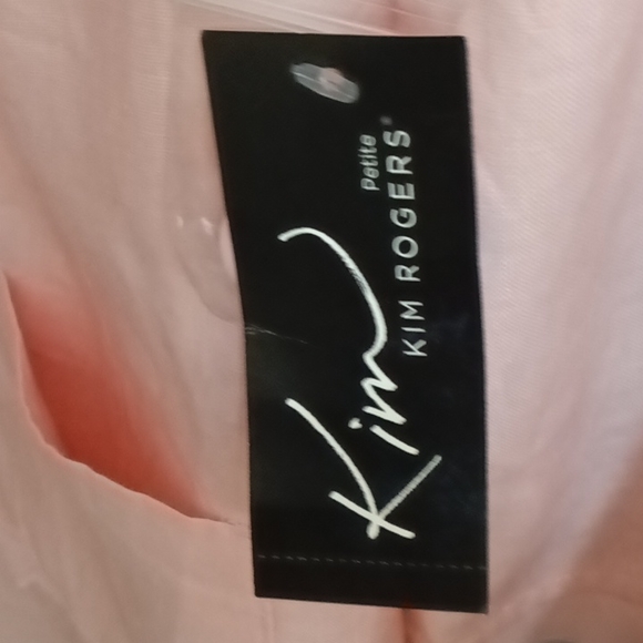 FINAL PRICE WT KIM ROGERS 2-pc suit, pink flared collar/sleeves 100% linen PXL - Picture 4 of 4